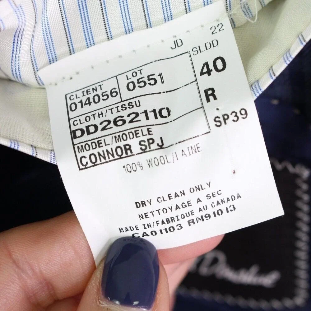 David Donahue‎ Virgin Wool Connor Sport Coat Check Blue Size 40R